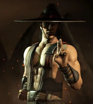 Kung Lao Displays His Sharp Hat And Iconic Fighting Stance In Mortal Kombat. Wallpaper