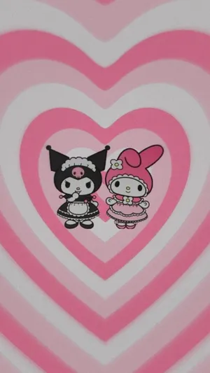 Kuromi And My Melody: Adorable Friends In A Fantasy World Wallpaper