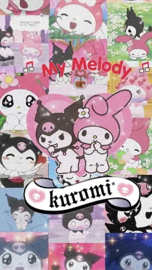 Kuromi And My Melody Enjoying A Friendly Moment Together Wallpaper