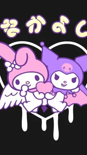 Kuromi And My Melody Enjoying A Fun Day Together Wallpaper