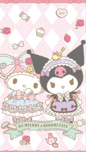 Kuromi And My Melody Enjoying A Playful Moment Together Wallpaper