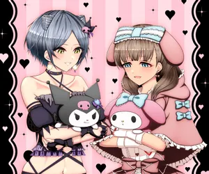 Kuromi And My Melody Enjoying A Sweet Moment Together. Wallpaper