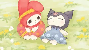 Kuromi And My Melody Enjoying Each Other's Company Wallpaper