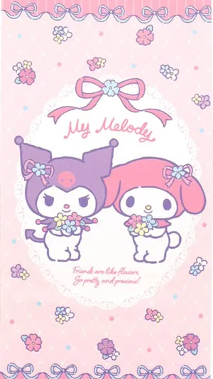 Kuromi And My Melody Friends Forever Wallpaper
