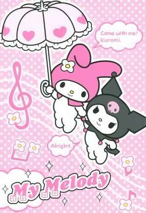 Kuromi And My Melody Sharing A Moment Together Wallpaper