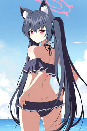 Kuromi_ Anime_ Girl_ Beachside_ Pose Wallpaper