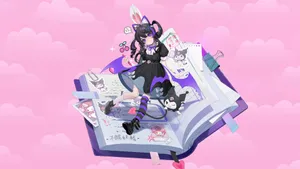 Kuromi Anime Girl Magical Notebook Wallpaper