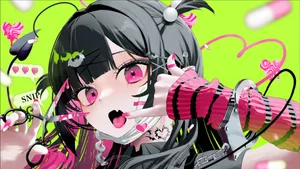 Kuromi Anime Girl Pink Accents Wallpaper