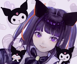 Kuromi Anime Girl Purple Aura Wallpaper