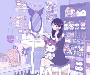 Kuromi Fanart: An Adorably Mischievous Character Charmingly Illustrated Wallpaper