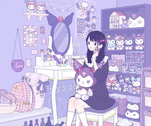 Kuromi Fanart: An Adorably Mischievous Character Charmingly Illustrated Wallpaper