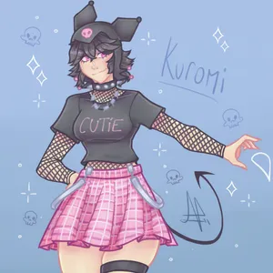 Kuromi Fanart Featuring Adorable Expression And Playful Pose Wallpaper