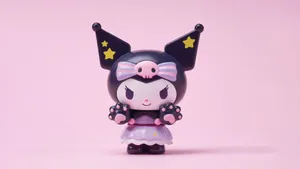 Kuromi Figure Pink Background Wallpaper