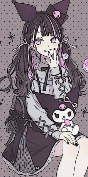 Kuromi Girl Anime Character Illustration Wallpaper