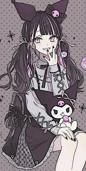 Kuromi Girl Anime Character Illustration Wallpaper