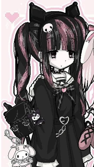Kuromi Gothic Anime Girl Illustration Wallpaper
