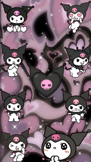 Kuromi Hearts Pattern Wallpaper Wallpaper