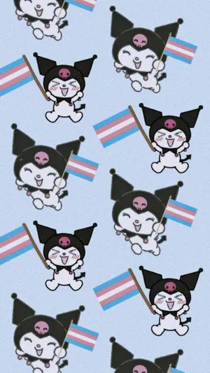 Kuromi Holding Trans Flag Trans Phone Wallpaper