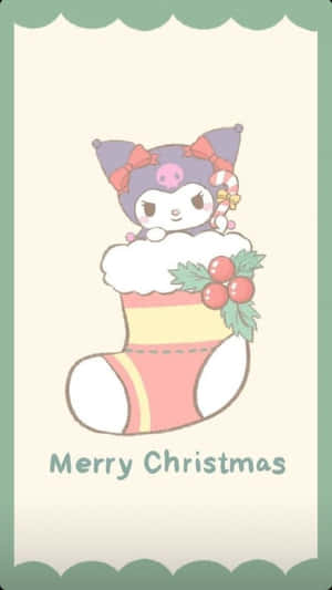 Kuromi In Christmas Stocking Wallpaper