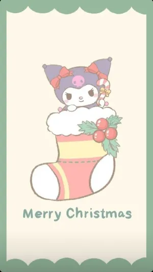 Kuromi In Christmas Stocking Wallpaper