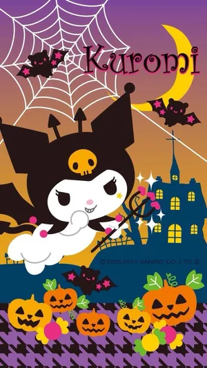 Kuromi In Her Spookiest Halloween Attire Wallpaper