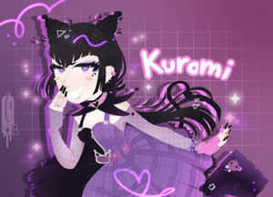 Kuromi Inspired Anime Girl Illustration Wallpaper
