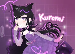Kuromi Inspired Anime Girl Illustration Wallpaper