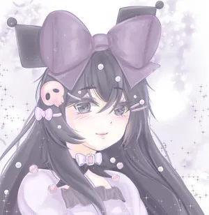 Kuromi Inspired Anime Girl Illustration Wallpaper