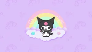 Kuromi Kawaii Enjoying A Delicious Dessert Wallpaper