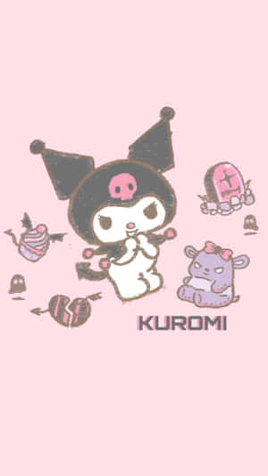 Kuromi Kawaii Sitting With Style Wallpaper