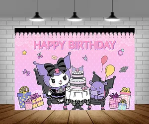 Kuromi Themed Birthday Party Backdrop Wallpaper