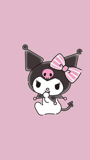 Kuromi With Pink Stripped Bowtie Wallpaper