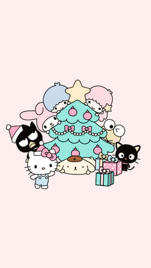 Kuromiand Friends Celebrating Christmas Wallpaper