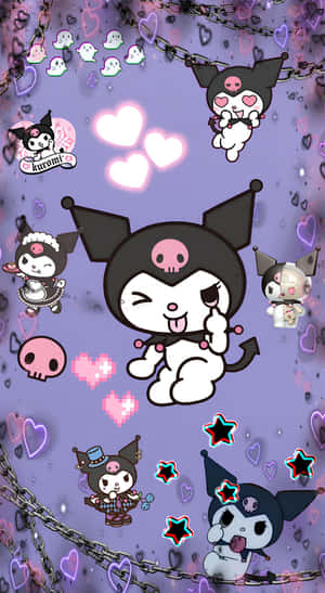 Kuromiand Friends Purple Backdrop Wallpaper