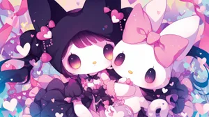 Kuromiand My Melody Anime Artwork Wallpaper