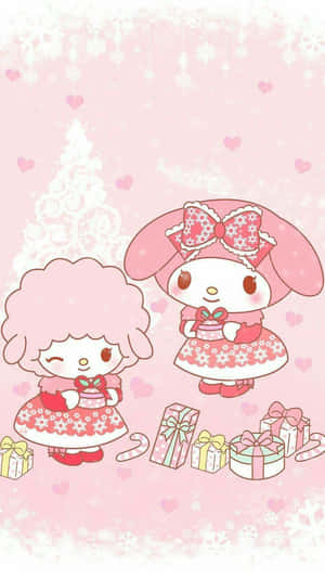 Kuromiand My Melody Christmas Celebration Wallpaper