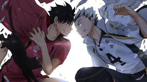 Kuroo & Bokuto Playing Together In Haikyuu Wallpaper