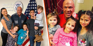 Kurt Angle In Front Of The American Flag Wallpaper