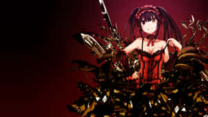 Kurumi Tokisaki Red Backdrop Wallpaper