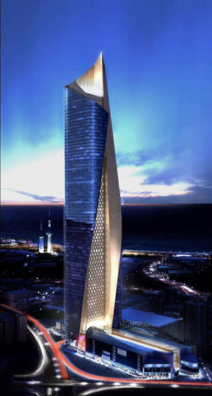 Kuwait Al Hamra Tower Nighttime Wallpaper