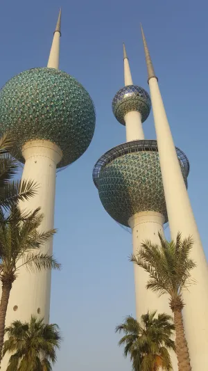 Kuwait Towers Design Blue Aesthetic Phone Wallpaper