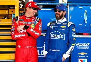 Kyle Busch With Jimmie Johnson Wallpaper