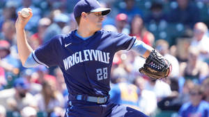 Kyle Hendricks Wearing Wrigleyville Baseball Jersey Wallpaper