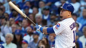 Kyle Schwarber Holding A Bat Wallpaper