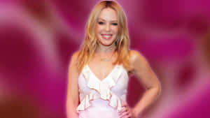 Kylie Minogue Smilingin White Dress Wallpaper