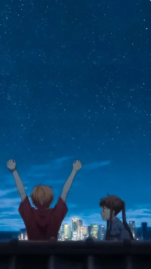 Kyo And Tohru Night City Fruits Basket Anime Wallpaper
