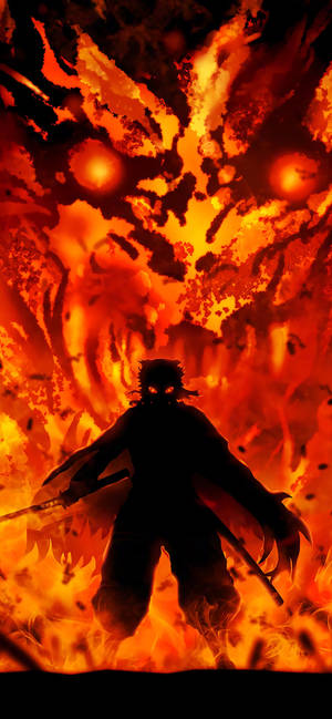 Kyojuro Rengoku Fire Demon Slayer Iphone Wallpaper