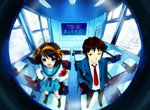 Kyon Walking On A Path Looking Pensive Wallpaper