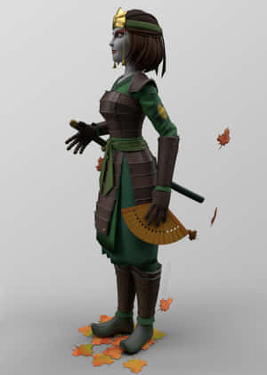 Kyoshi_ Warrior_ Fan_ Autumn_ Leaves Wallpaper