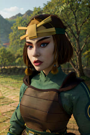 Kyoshi_ Warrior_ Suki_ Cosplay_ Portrait Wallpaper